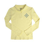 French Toast Girls Long Sleeve Picot Polo Shirt-Embroidered