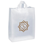 Emmett Frosted Shopper Plastic Bag Ink Imprint 16W x 6 x 19H