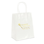 White Amanda Gloss Shopper Bag 7-3/4W x 4-3/4 x 9-3/4H