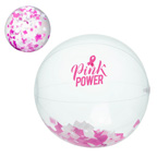 16 Inch  PINK AND WHITE CONFETTI FILLED ROUND BEACH BALL