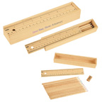 Colored Pencil Set in Wooden Ruler Box