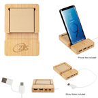 Bamboo Multi Port Hub with Phone Holder and Sticky Notes