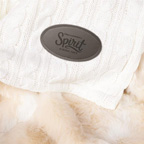 Premium Cable Knit Cotton Throw Blanket Leatherette Patch