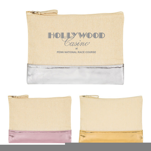 12 OZ. COTTON COSMETIC BAG WITH METALLIC ACCENT