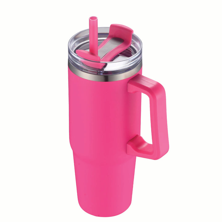 30 oz Double Wall Tumbler with Handle and Straw