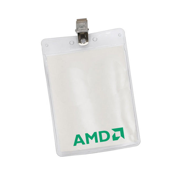 Clear Vertical Vinyl Pouch w/Metal Bulldog Clip