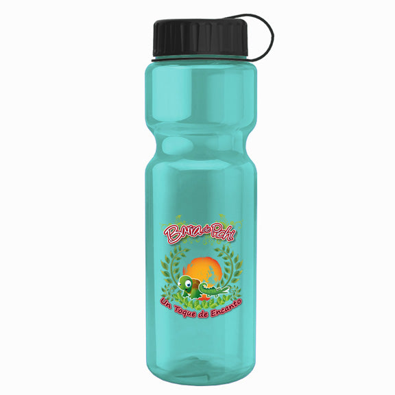 Full Color 28 OZ Transparent Tethered Lid Sports Bottle