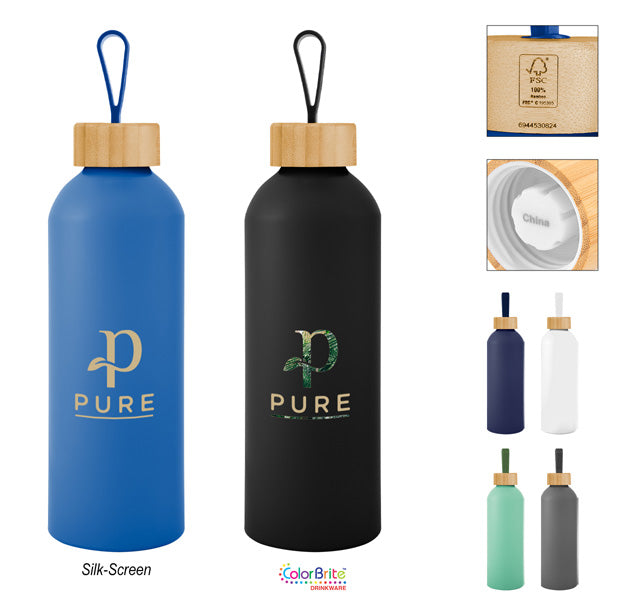 25 Oz Blaire Recycled Aluminum Bottle With Bamboo Lid and Carry