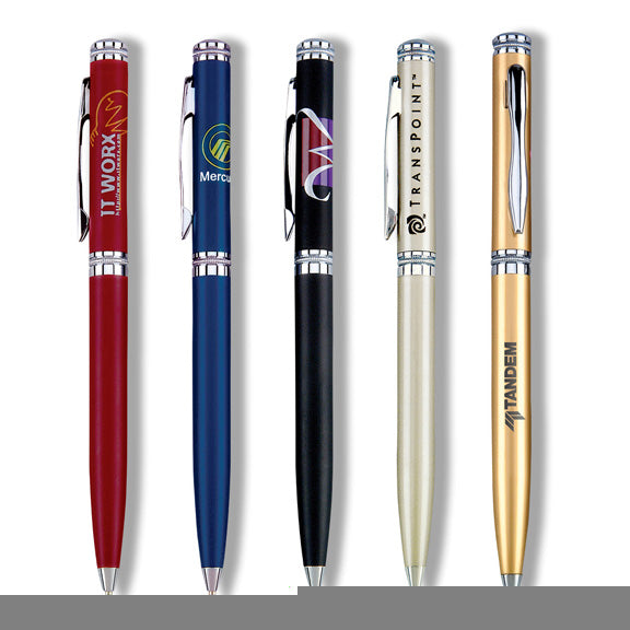 Shining Chrome Trim Metal Pen with Blue Ink