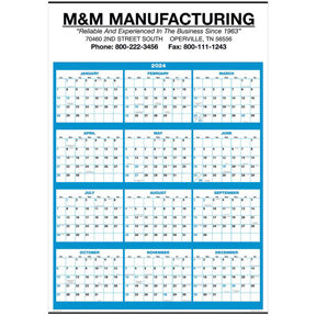 Full Year View Single Sheet Wall Calendar