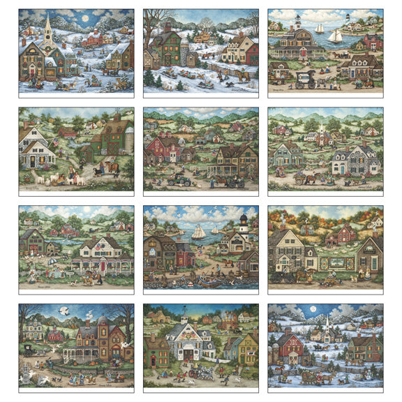 Deluxe Folk Art 16 Month Calendar