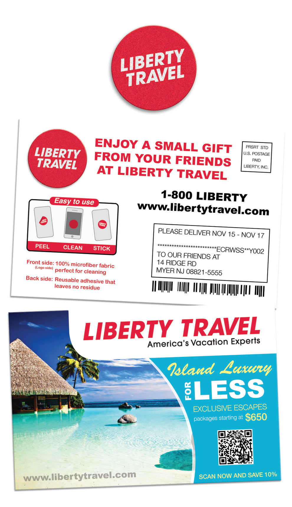 Digitek Microfiber Decal - 1.125" Sq In. With Business Card
