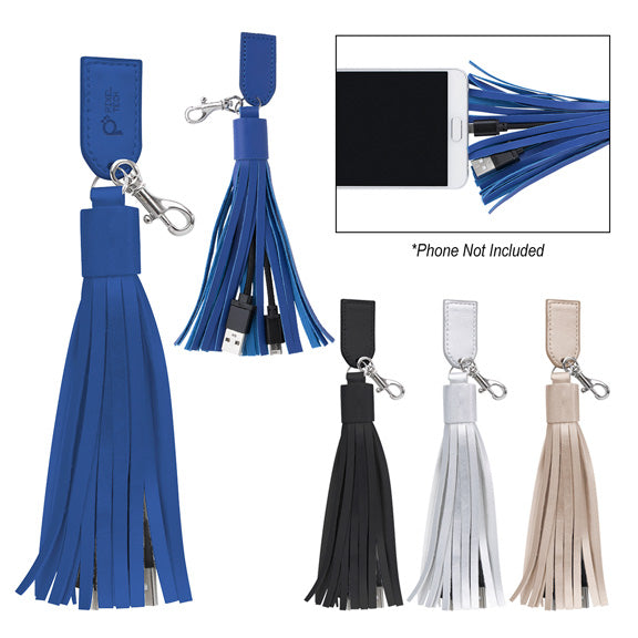 2 In 1 Charging Cables On Tassel Key Ring