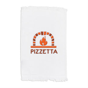 Premium Fringed Velour Sports Towel White Embroidered