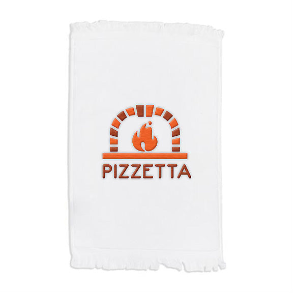 Premium Fringed Velour Sports Towel White Embroidered