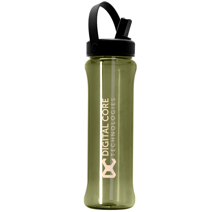 Boss Embossed RPET Bottle with Flip-Straw, Swivel Handle Lid - 26 oz.