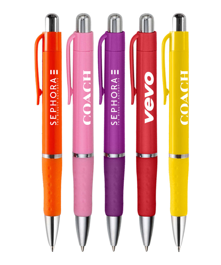 Rigid - Solid Colored Ballpoint Click Pen with grip