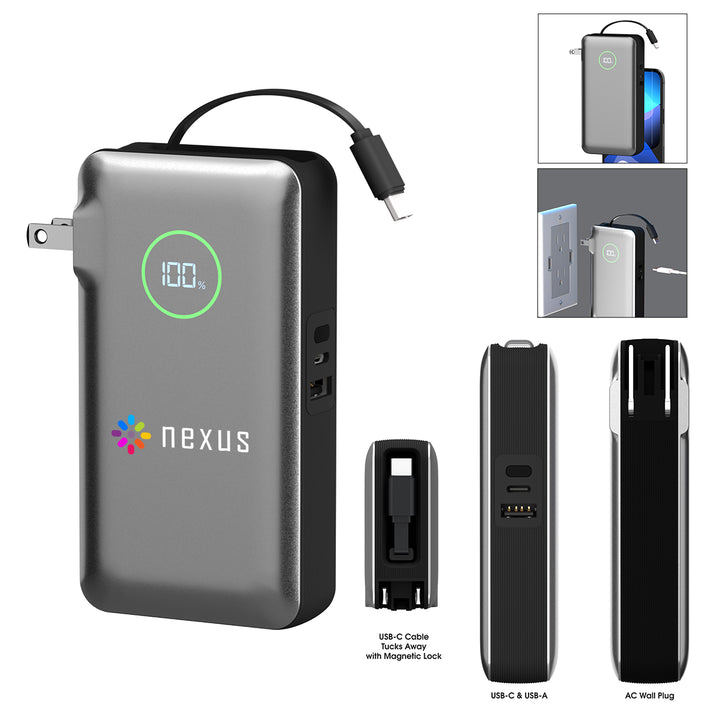 10,000 mAh PhoneSuit® Journey AC All-In-One Portable Battery Pack & Wall Adapter