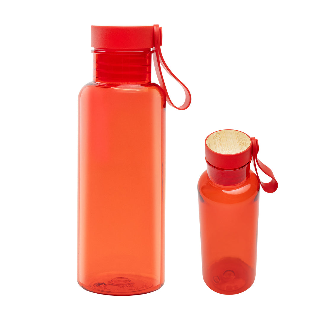 20 Oz. Full Color Cade rPET Bottle With Bamboo Accent Lid and Silicone Easy Carry Handle