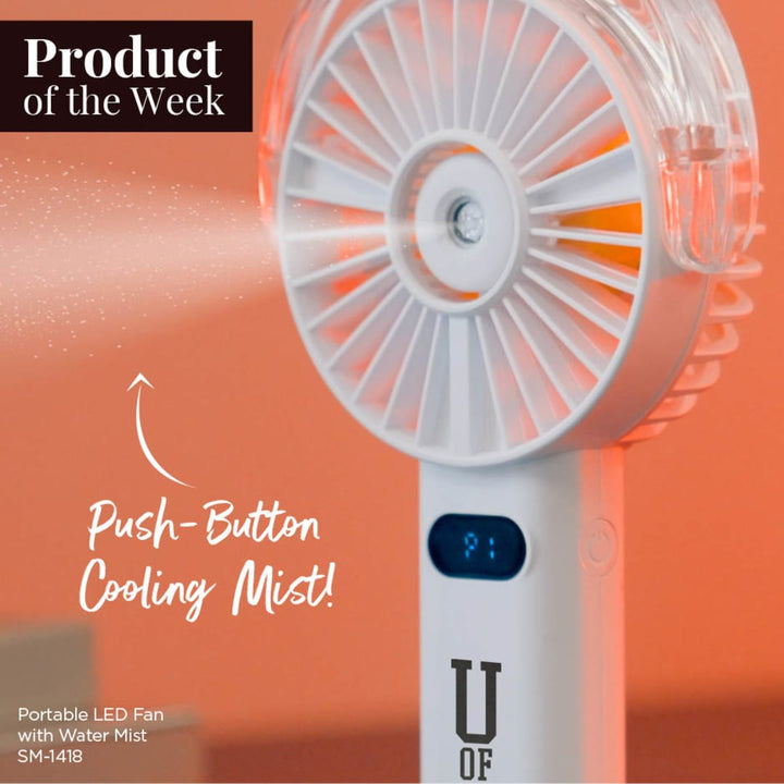 Rechargeable Portable LED Fan with Water Mist