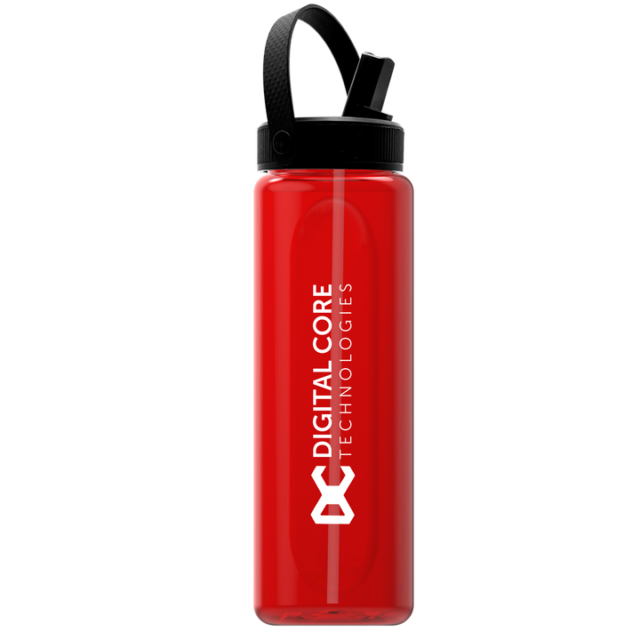 Garyline® Boss Embossed RPET Bottle with Flip-Straw, Swivel Handle Lid - 26 oz.