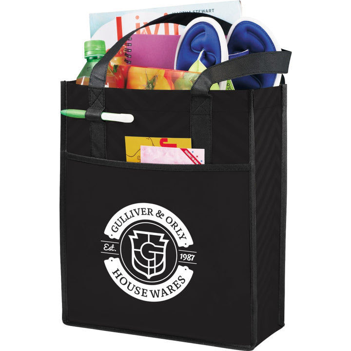 Printed Chevron Non-Woven Shopper Tote