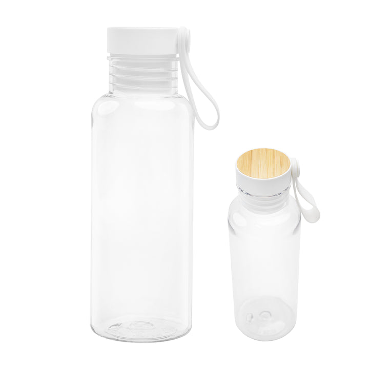 20 Oz. Full Color Cade rPET Bottle With Bamboo Accent Lid and Silicone Easy Carry Handle