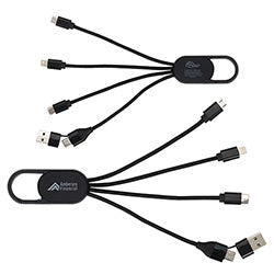 Hex 6-in-1 Light-Up Charging Cable with Carabiner Clip and Recycled Casing