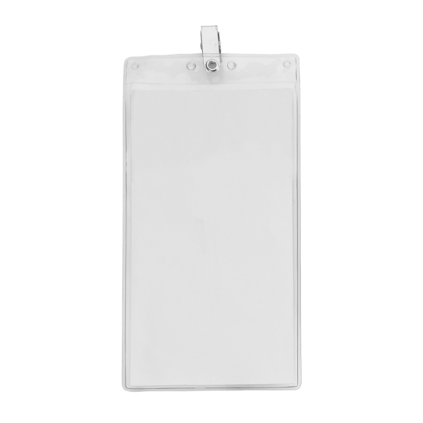 4" x 8" Blank Oversized Vertical Vinyl Pouch with Bulldog Clip