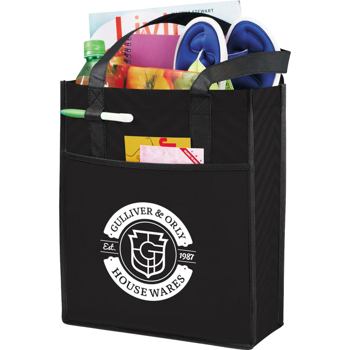 Printed Chevron Non-Woven Shopper Tote
