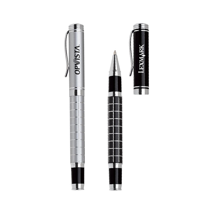 Grid Barrel Rollerball Metal Pen