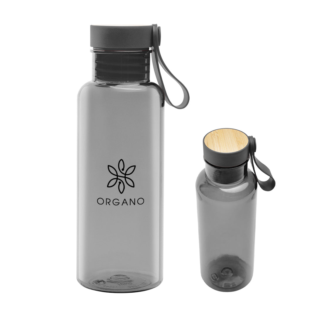 20 Oz. Case rPET Bottle with Bamboo Accent Lid and Silicone Easy Carry Handle