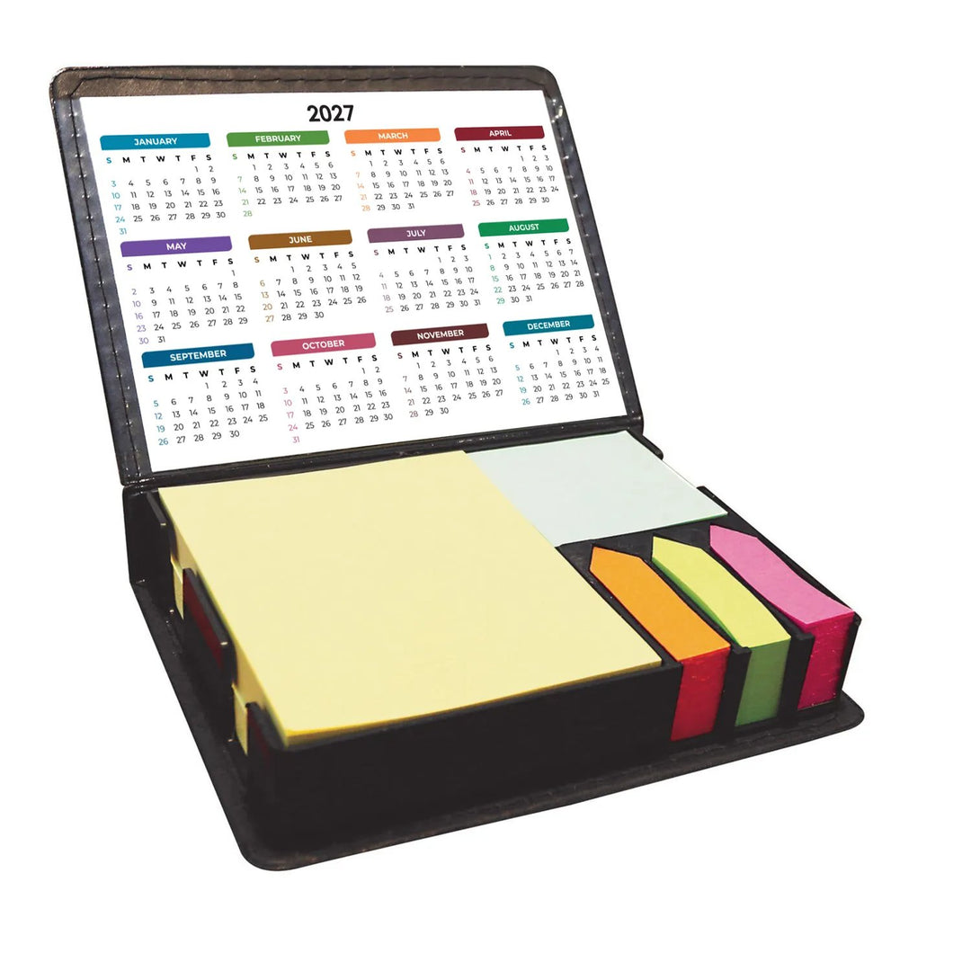 Leatherette Flip-Top Calendar Box with Sticky Sheets (CLOSEOUT)