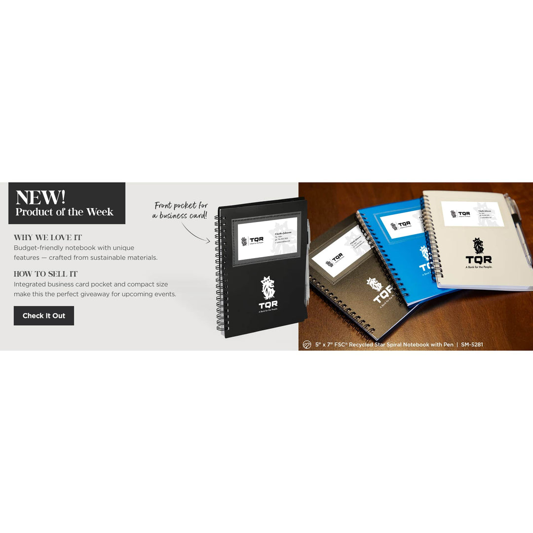 FSC® Recycled 5" x 7" Star Spiral Notebook with Pe