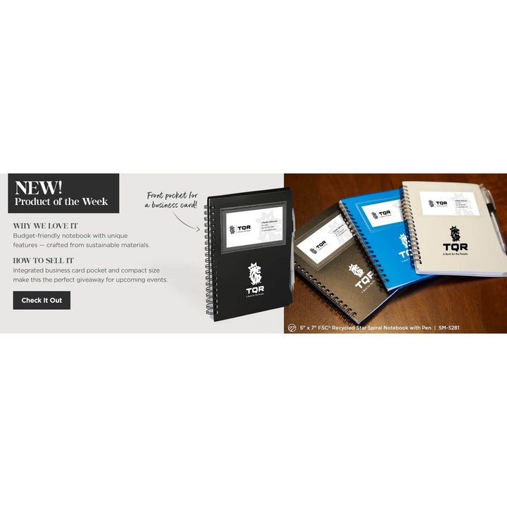 FSC® Recycled 5" x 7" Star Spiral Notebook with Pe