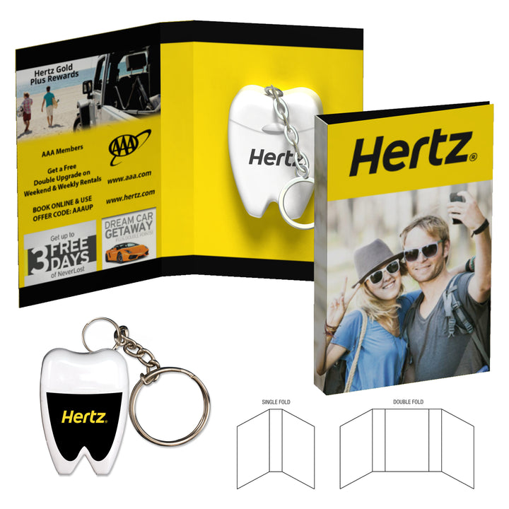 Tek Booklet With Tooth Shaped Detnal Floss With Key Chain