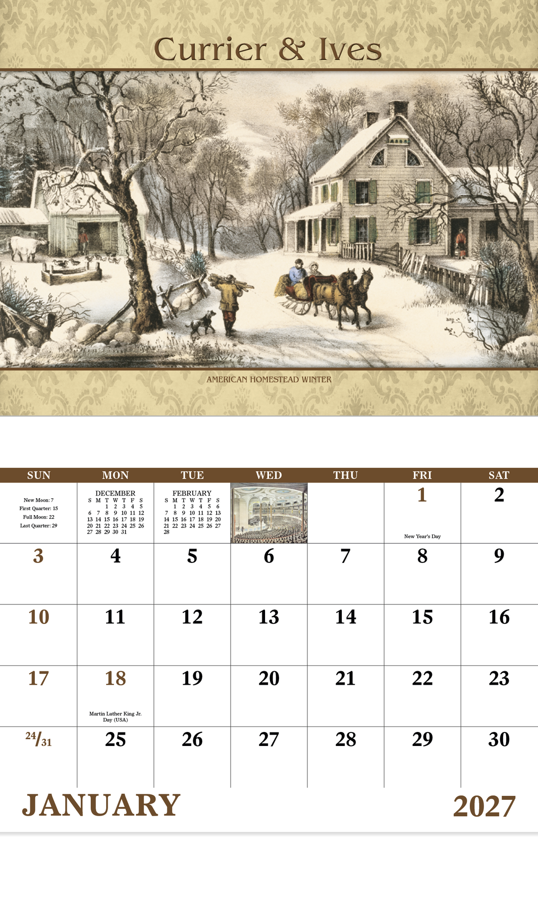 Good Value™ Currier & Ives - Stapled Calendar