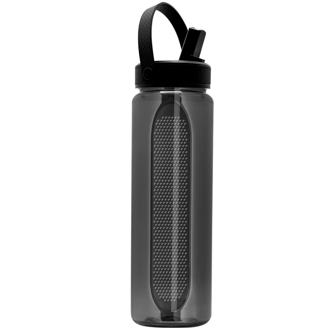 Garyline® Boss Embossed RPET Bottle with Flip-Straw, Swivel Handle Lid - 26 oz.
