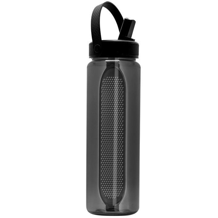 Garyline® Boss Embossed RPET Bottle with Flip-Straw, Swivel Handle Lid - 26 oz.