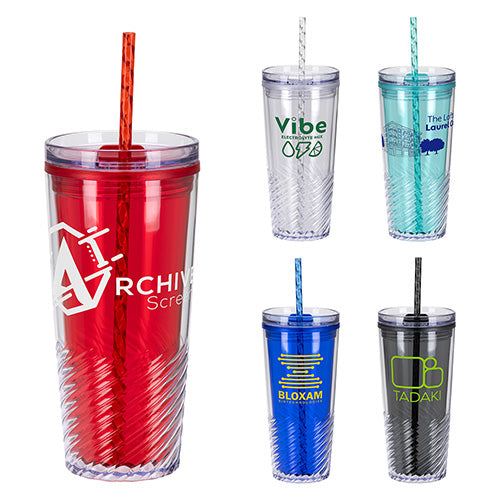 Clio 20 oz  2-in-1 Recycled Acrylic Straw Tumbler