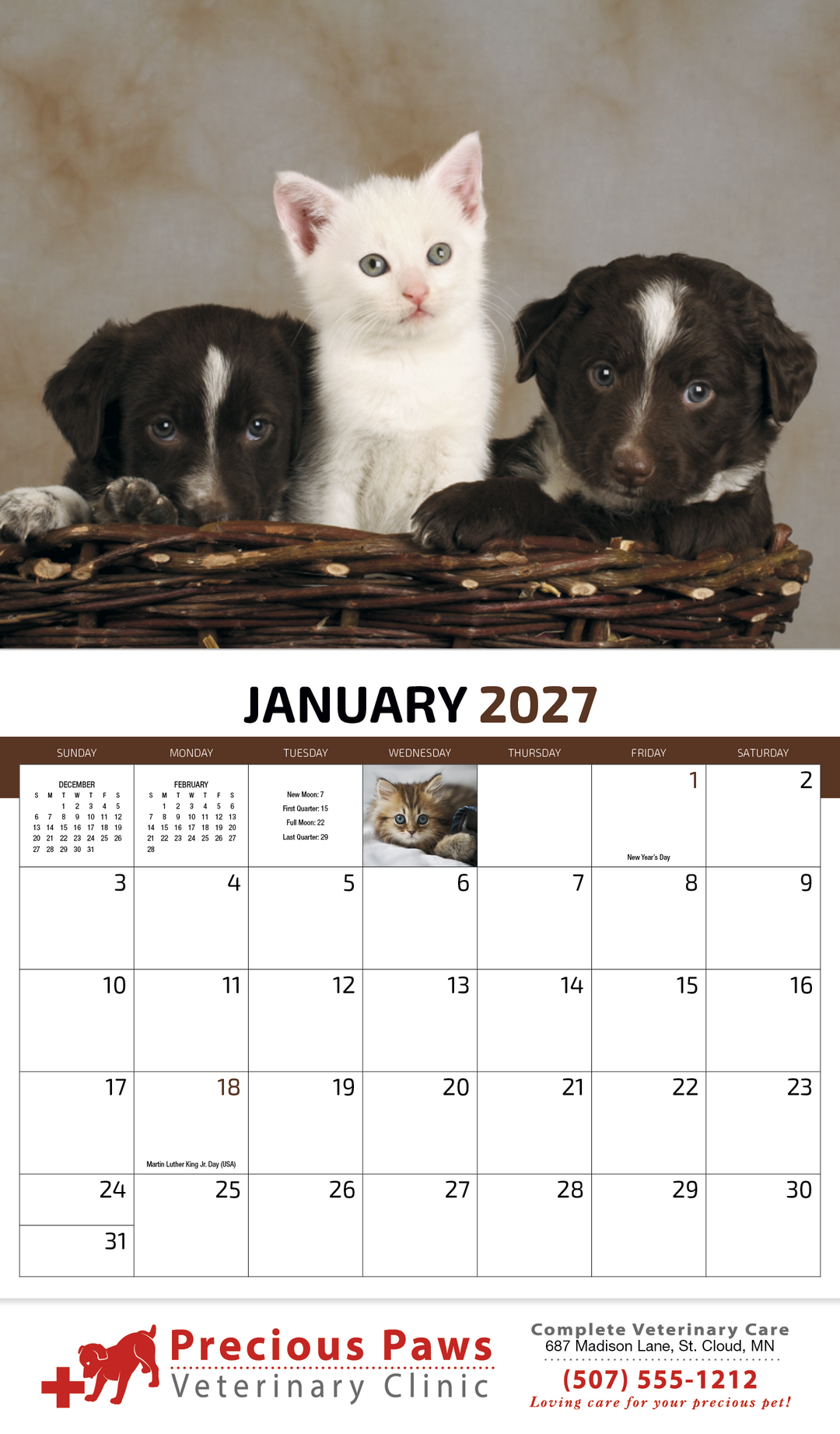 HotLine® Products Four Paws Appointment Calendar - Stapled