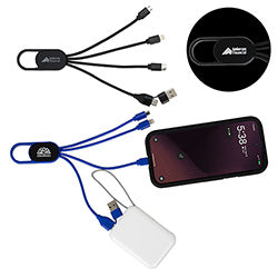Hex 6-in-1 Light-Up Charging Cable with Carabiner Clip and Recycled Casing