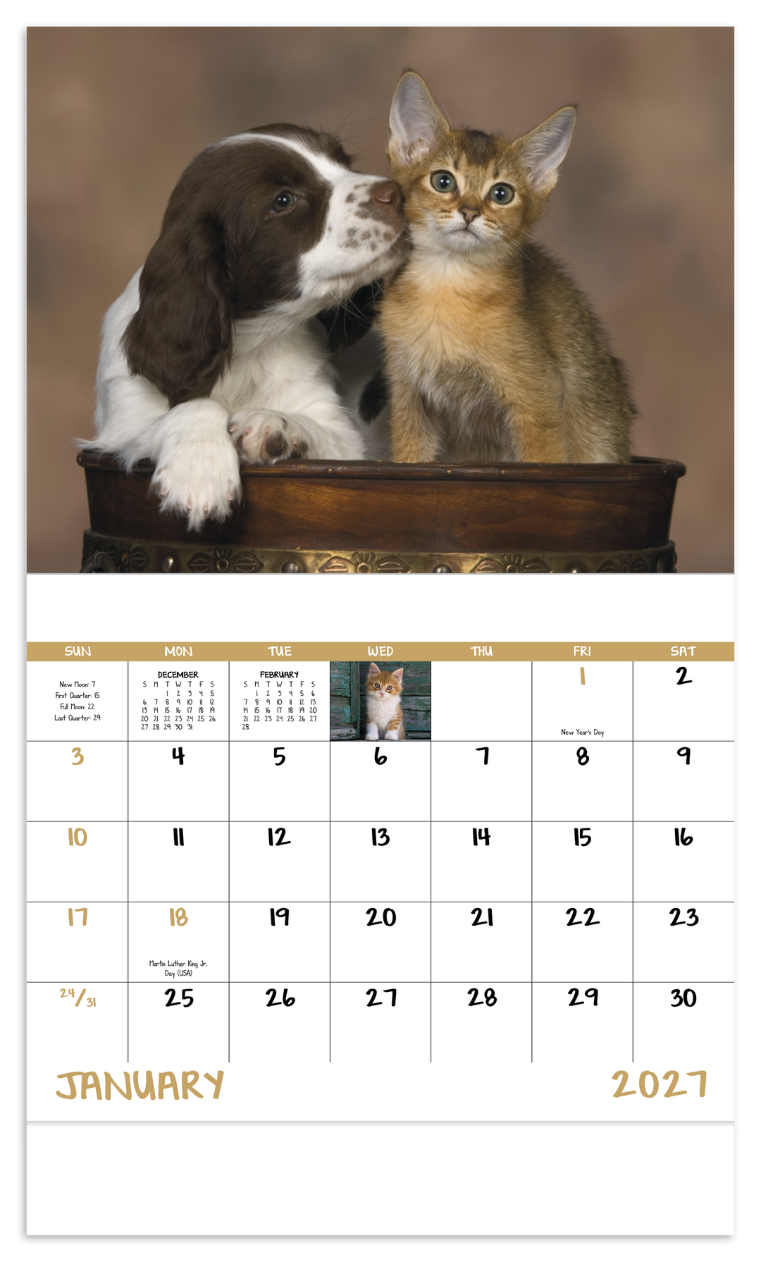 Good Value™ Puppies & Kittens - Stapled Calendar