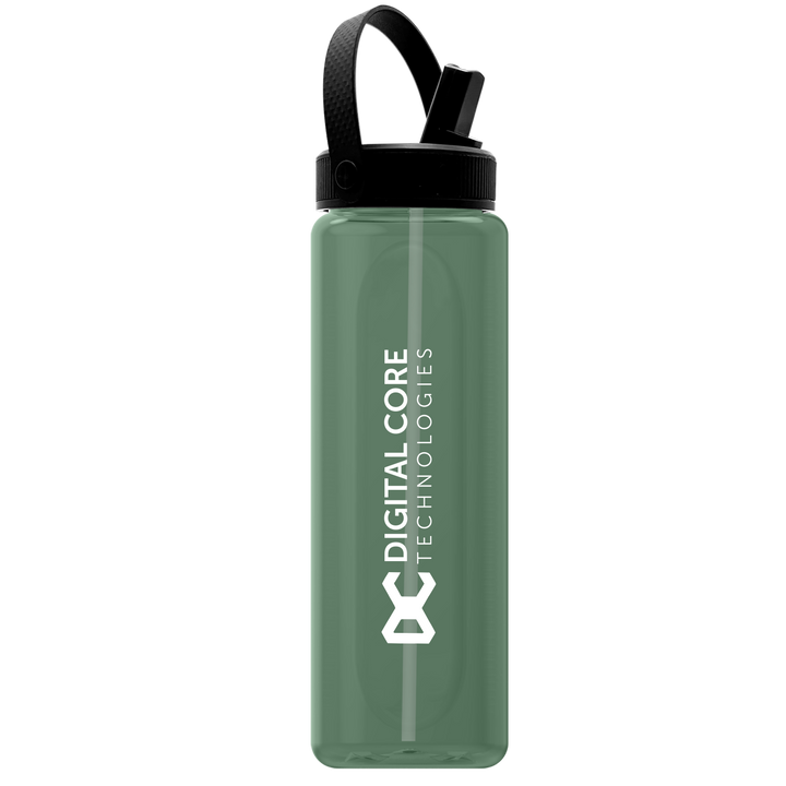 Garyline® Boss Embossed RPET Bottle with Flip-Straw, Swivel Handle Lid - 26 oz.