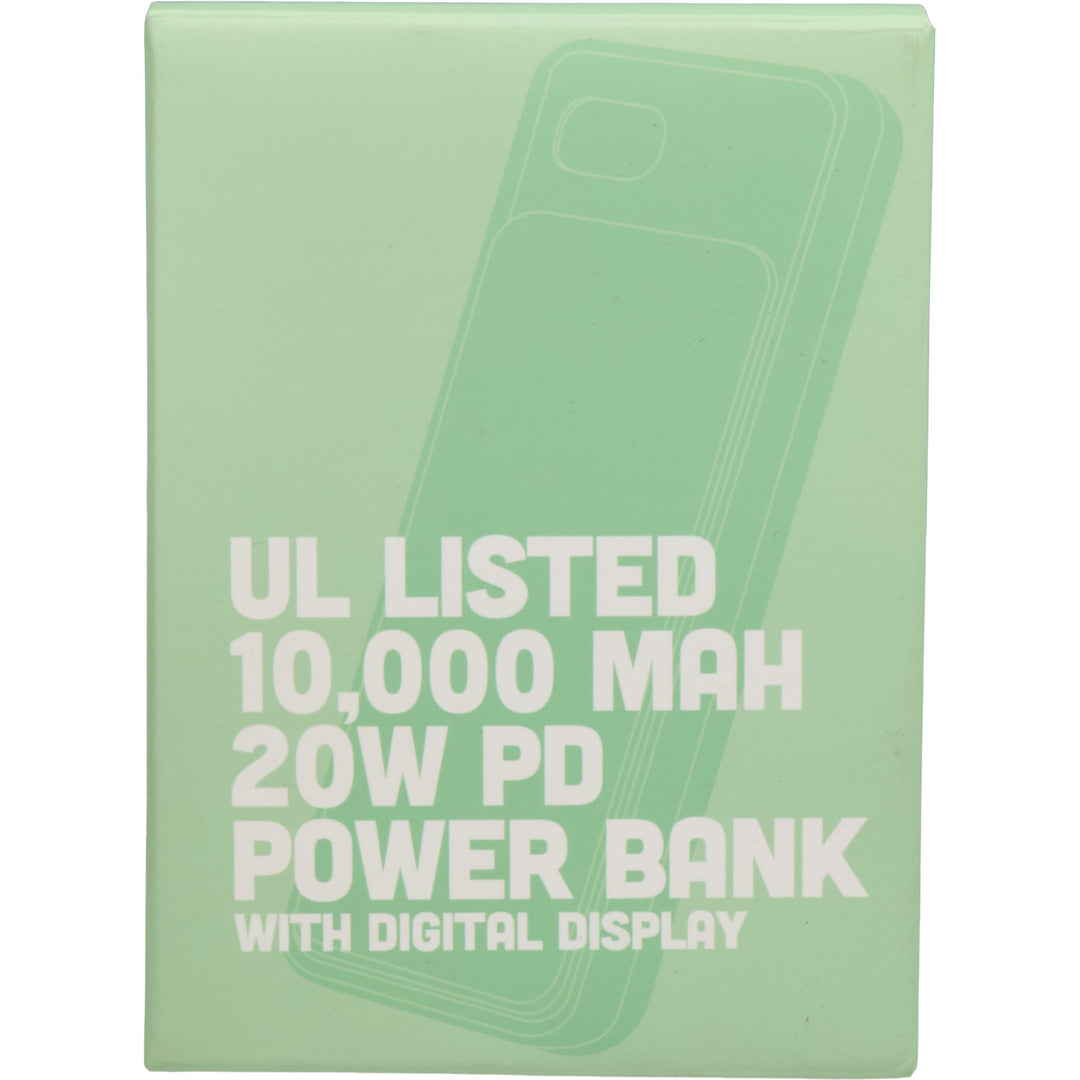 UL Listed 10000 mAh 20W Digital Display PowerBank