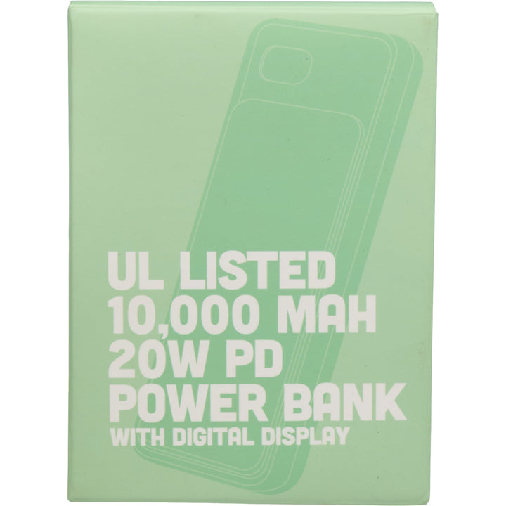 UL Listed 10000 mAh 20W Digital Display PowerBank