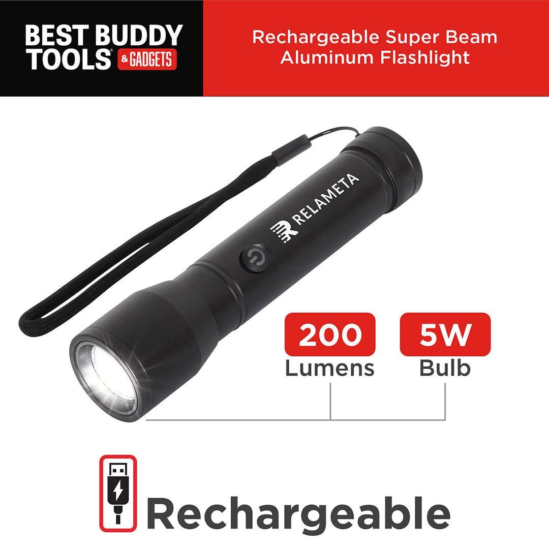 Best Buddy Tools ® Rechargeable Super Beam Aluminum Flashlight