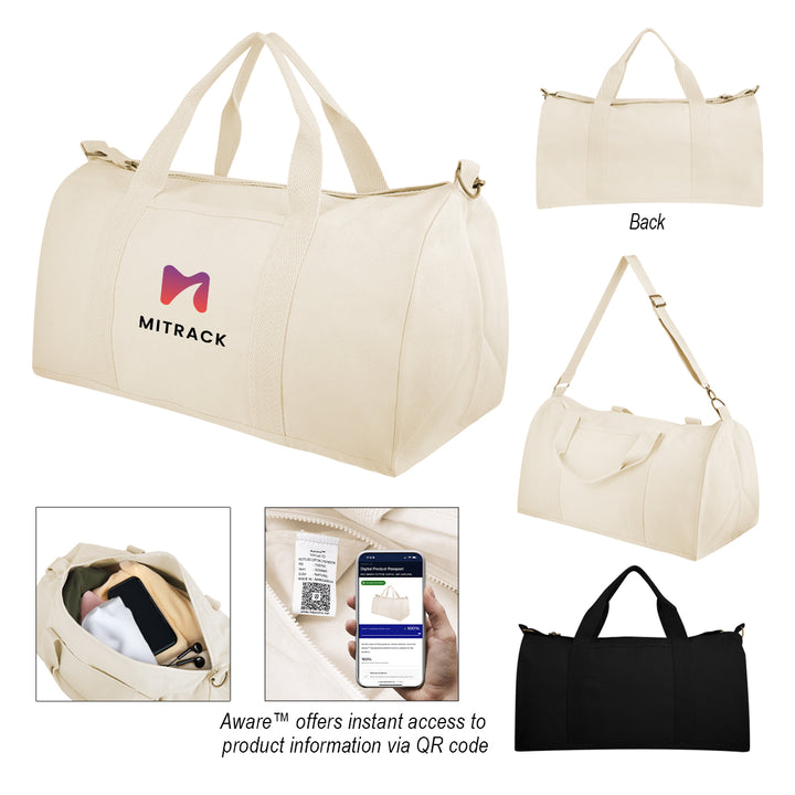Aware™ 14 Oz. Recycled Cotton Flat Bottom Duffel Bag