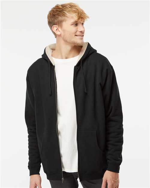 Independent Trading Co Mens Sherpa Lined Full Zip Hooded Sweatsh