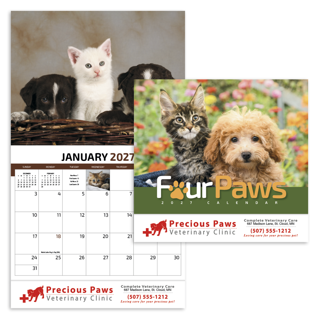 HotLine® Products Four Paws Appointment Calendar - Stapled